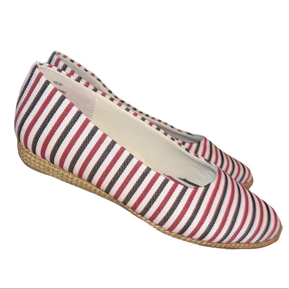 Beacon brand red white and navy blue or black striped comfy shoes - Picture 5 of 9